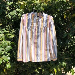 A.P.C. ivory striped long sleeve blouse